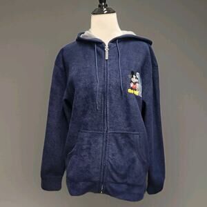DISNEY MICKEY Full Zip Fleece Navy Blue Polyester Jacket small